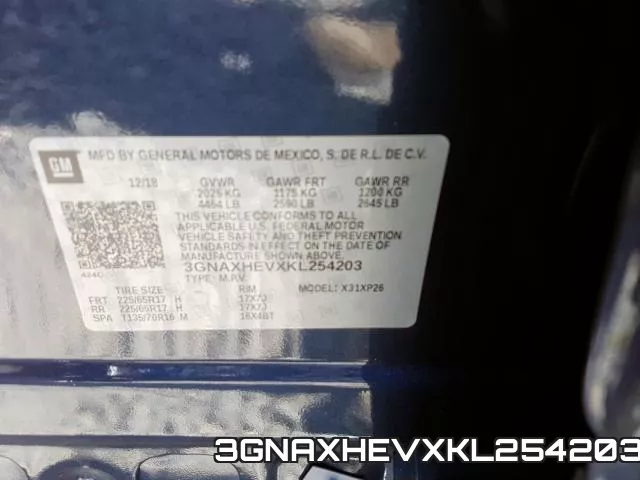 3GNAXHEVXKL254203 фото 2