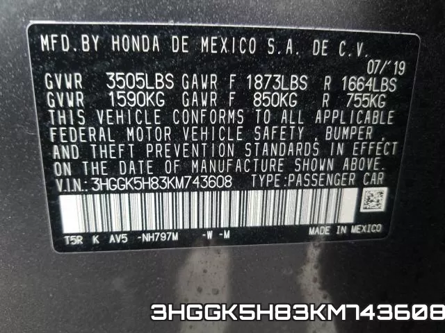 3HGGK5H83KM743608 фото 2