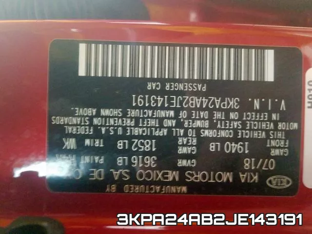 3KPA24AB2JE143191 фото 2