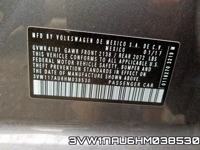 3VW117AU6HM038530 фото 2