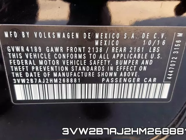 3VW2B7AJ2HM268881 фото 2