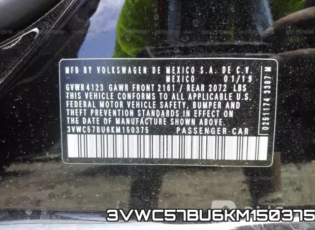 3VWC57BU6KM150375 фото 8