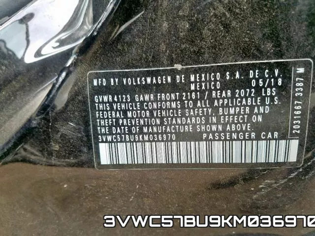 3VWC57BU9KM036970 фото 2