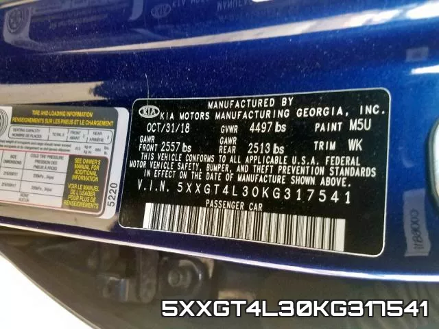 5XXGT4L30KG317541 фото 2