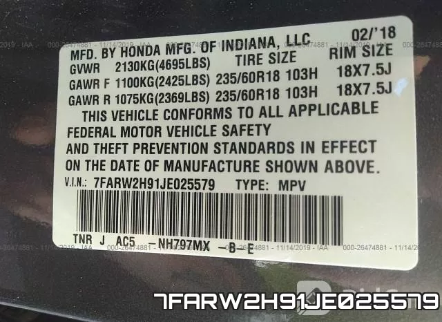 7FARW2H91JE025579 фото 9