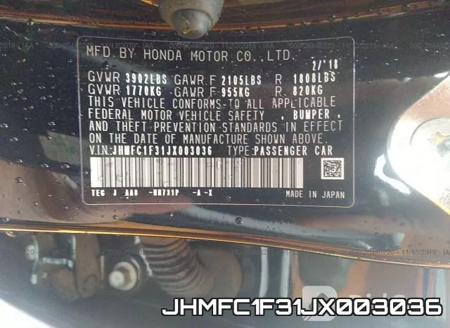 JHMFC1F31JX003036 фото 8