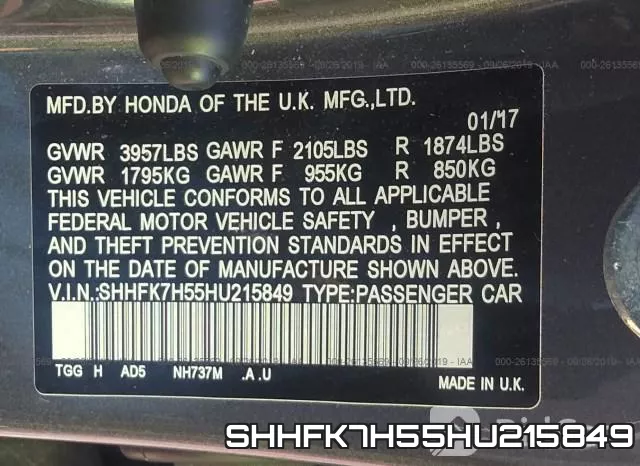 SHHFK7H55HU215849 фото 9