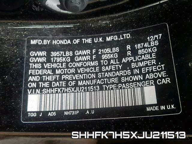 SHHFK7H5XJU211513 фото 2