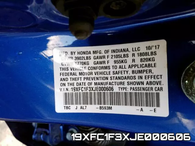 19XFC1F3XJE000606 фото 2