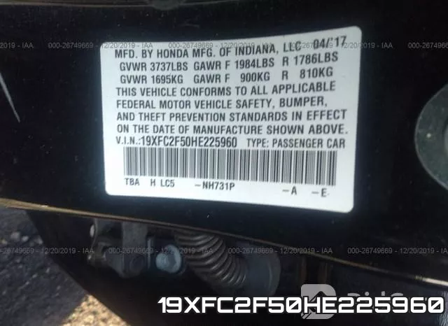 19XFC2F50HE225960 фото 9