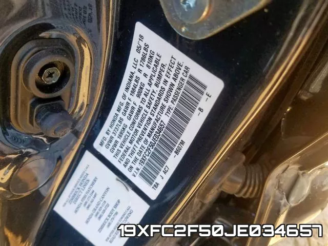 19XFC2F50JE034657 фото 2