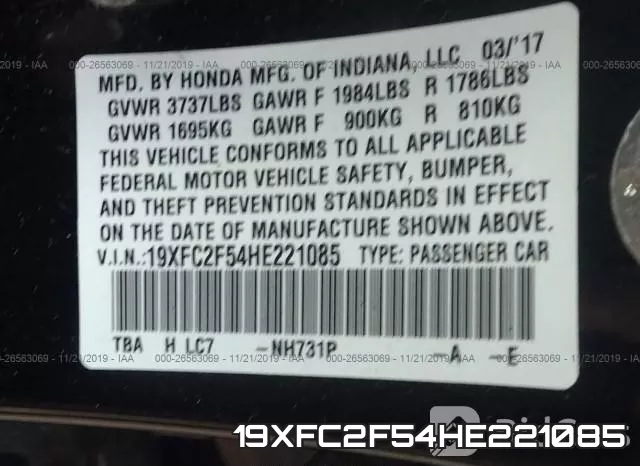 19XFC2F54HE221085 фото 9