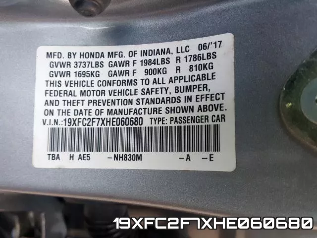19XFC2F7XHE060680 фото 2