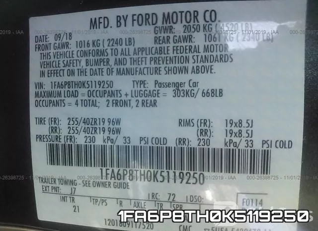 1FA6P8TH0K5119250 фото 9
