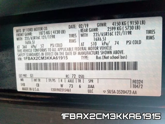 1FBAX2CM3KKA61915 фото 2