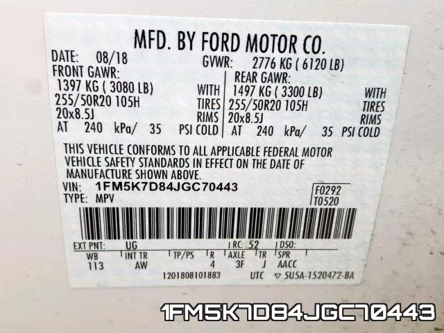 1FM5K7D84JGC70443 фото 2
