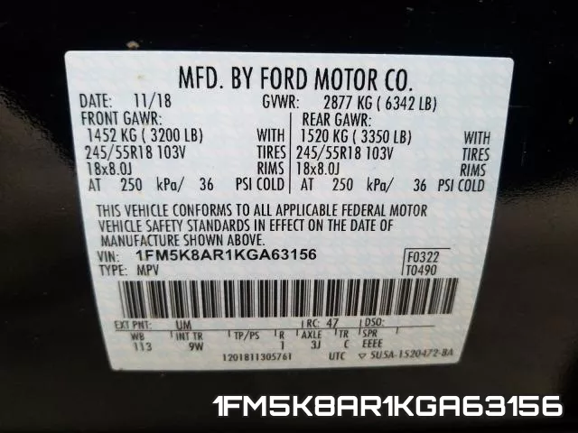 1FM5K8AR1KGA63156 фото 2