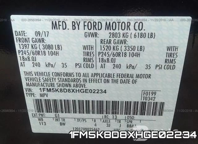 1FM5K8D8XHGE02234 фото 8