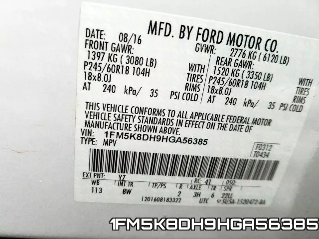 1FM5K8DH9HGA56385 фото 2