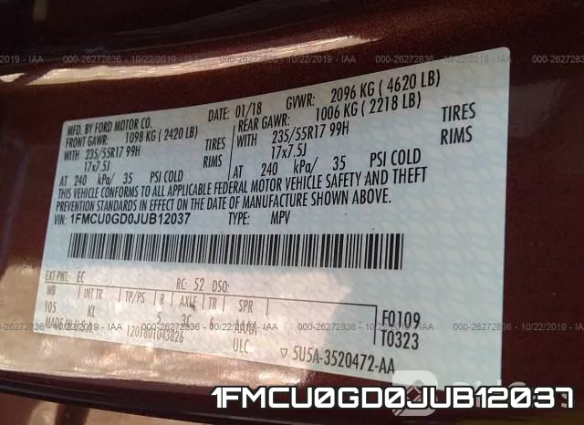 1FMCU0GD0JUB12037 фото 8