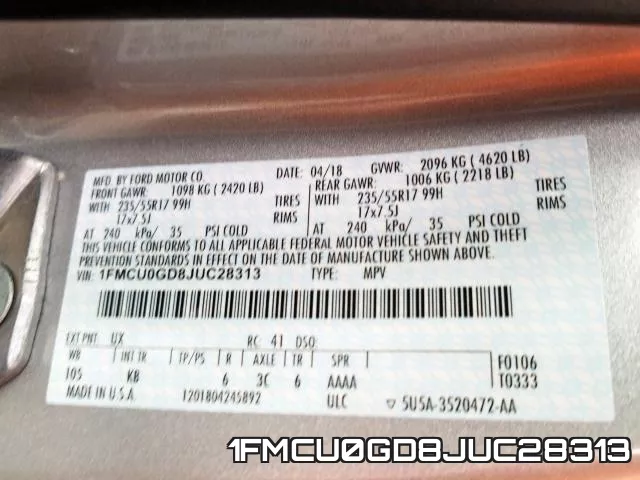 1FMCU0GD8JUC28313 фото 2