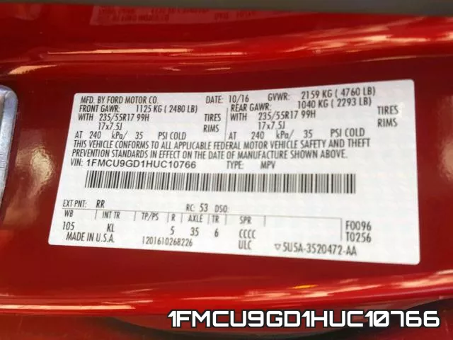 1FMCU9GD1HUC10766 фото 2