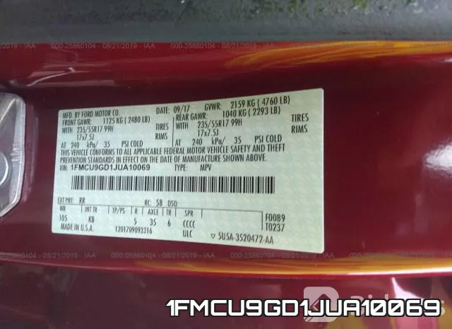 1FMCU9GD1JUA10069 фото 9