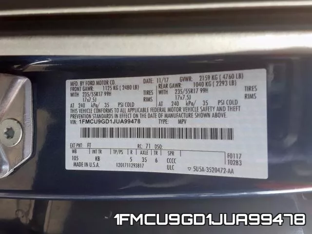 1FMCU9GD1JUA99478 фото 2