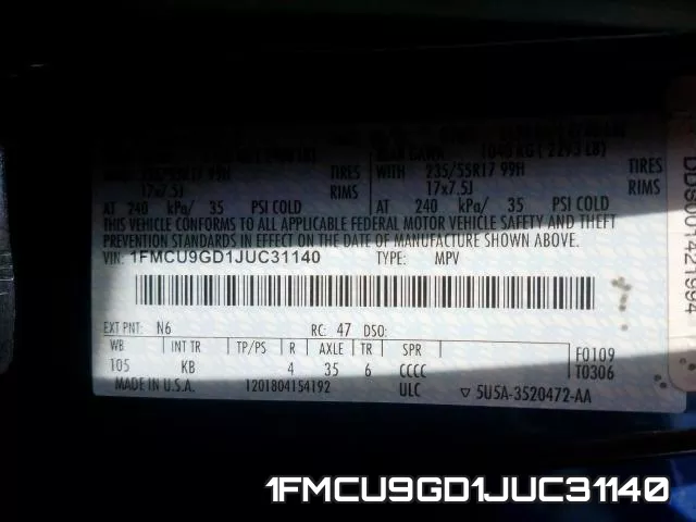 1FMCU9GD1JUC31140 фото 2