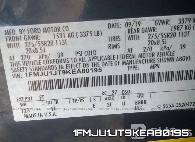 1FMJU1JT9KEA80195 фото 10