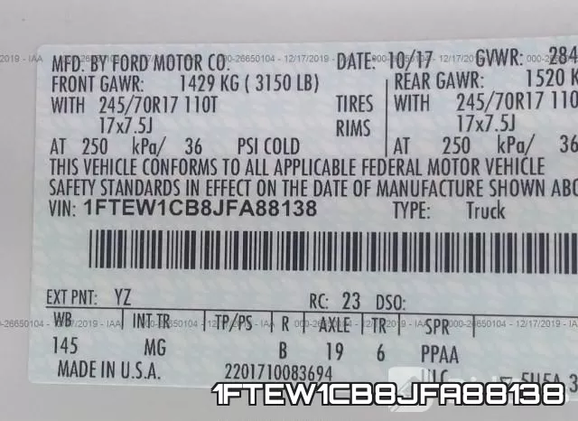 1FTEW1CB8JFA88138 фото 10