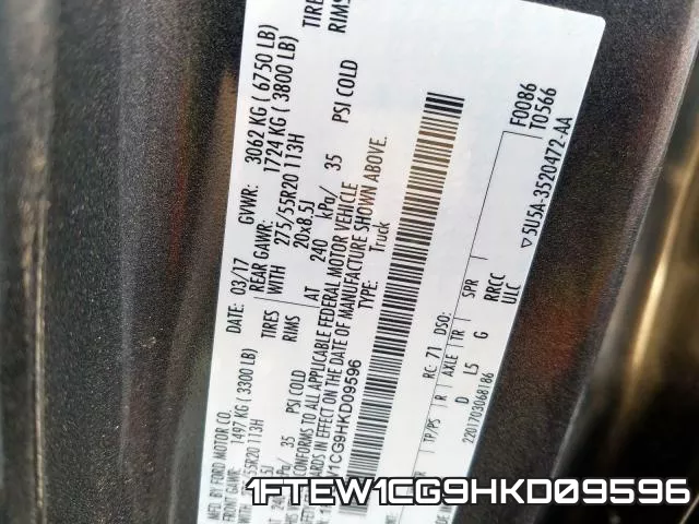 1FTEW1CG9HKD09596 фото 2