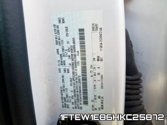 1FTEW1E86HKC25872 фото 2