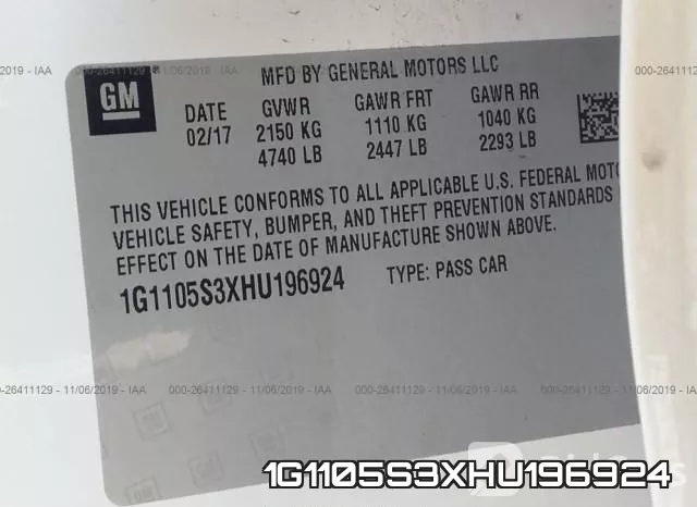 1G1105S3XHU196924 фото 10