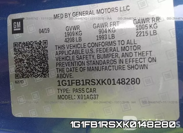 1G1FB1RSXK0148280 фото 9