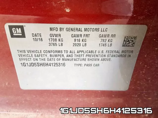 1G1JD5SH6H4125316 фото 2