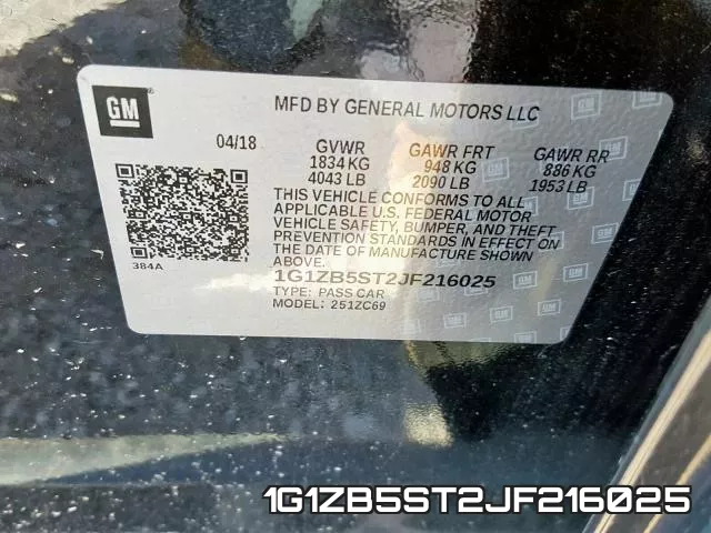 1G1ZB5ST2JF216025 фото 2