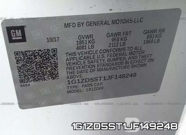 1G1ZD5ST1JF149248 фото 9