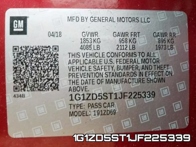 1G1ZD5ST1JF225339 фото 2