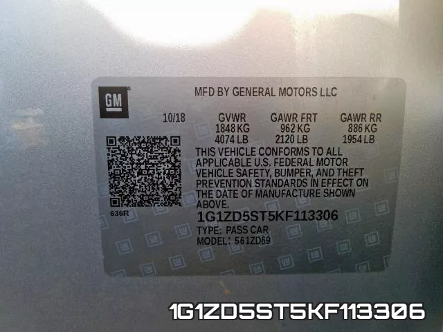 1G1ZD5ST5KF113306 фото 2