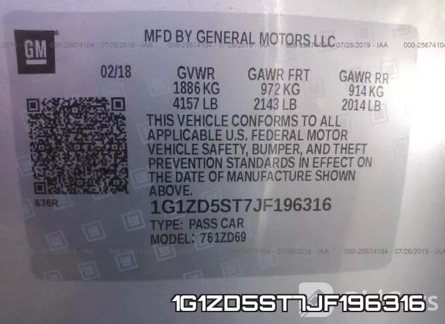 1G1ZD5ST7JF196316 фото 8