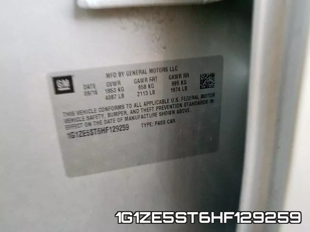 1G1ZE5ST6HF129259 фото 2