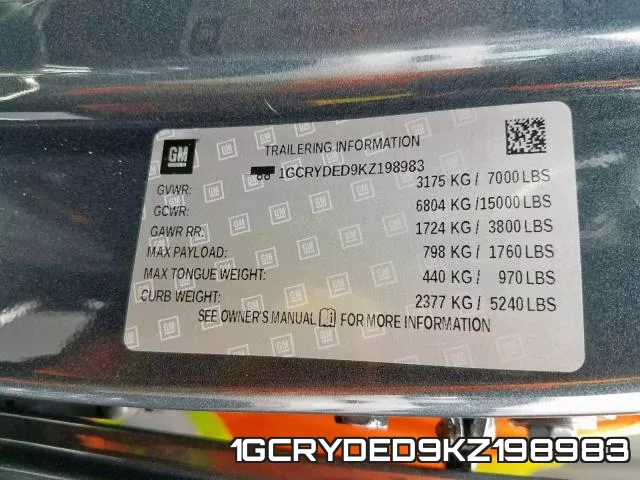 1GCRYDED9KZ198983 фото 2