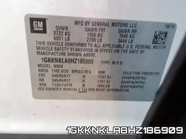 1GKKNKLA8HZ186909 фото 2