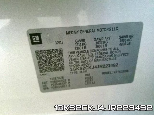 1GKS2CKJ4JR223492 фото 2