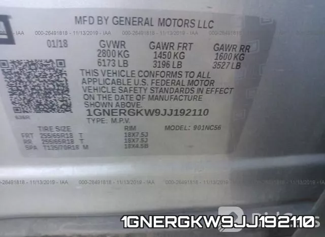 1GNERGKW9JJ192110 фото 7