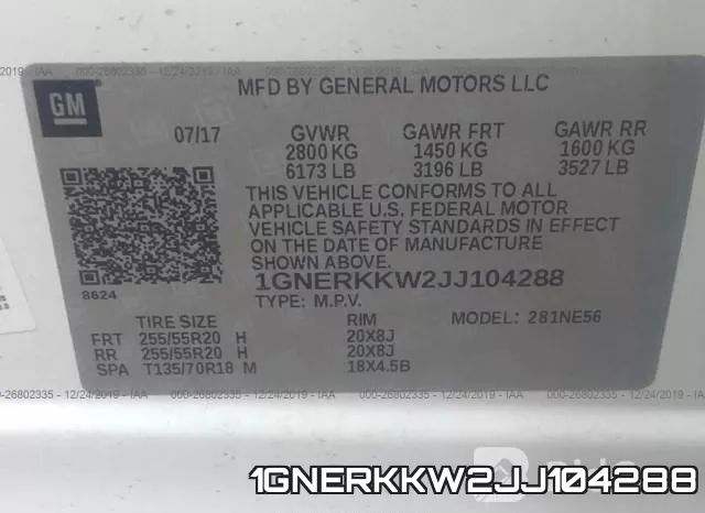 1GNERKKW2JJ104288 фото 8