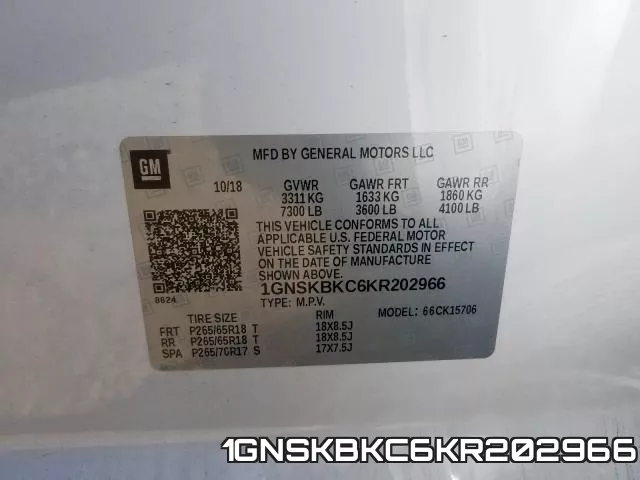 1GNSKBKC6KR202966 фото 2