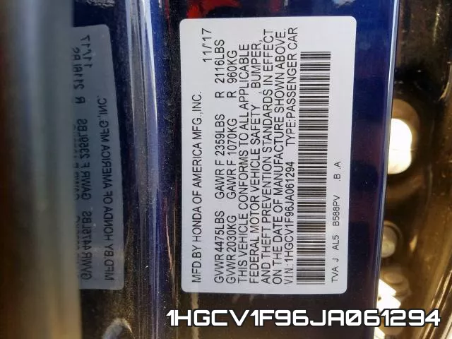 1HGCV1F96JA061294 фото 2