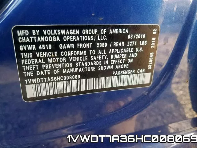 1VWDT7A36HC008069 фото 2